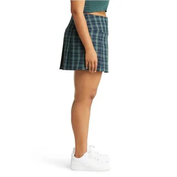 NEW BP. NORDSTROM Women's Navy- Green Coco Plaid Mini Pleated Skirt Plus Size 2X - Picture 3 of 7